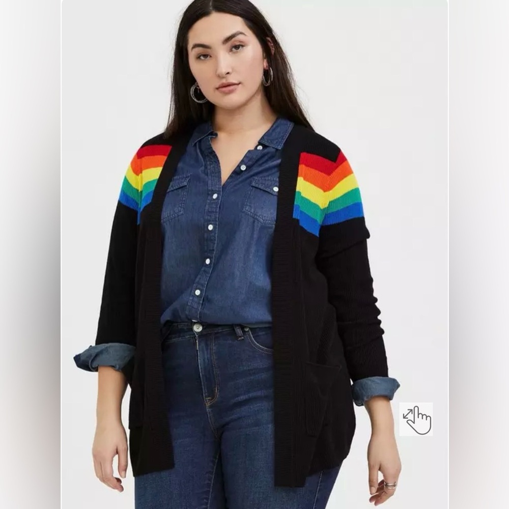 Torrid PRIDE Rainbow Open Front Cardigan